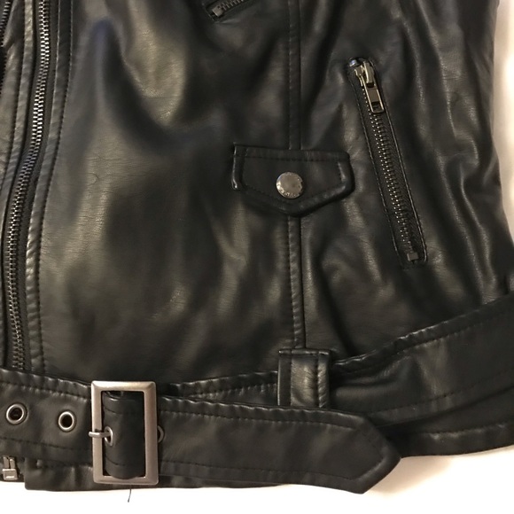 Guess Black Leather Vest Fiona Moto - Picture 4 of 6